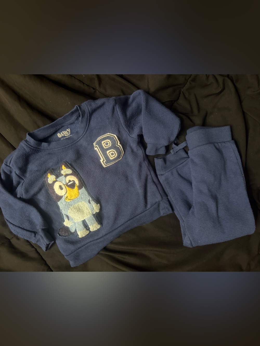 Kids Navy Blue Sweatshirt & Joggers Set with Puppy Patch - Unbranded